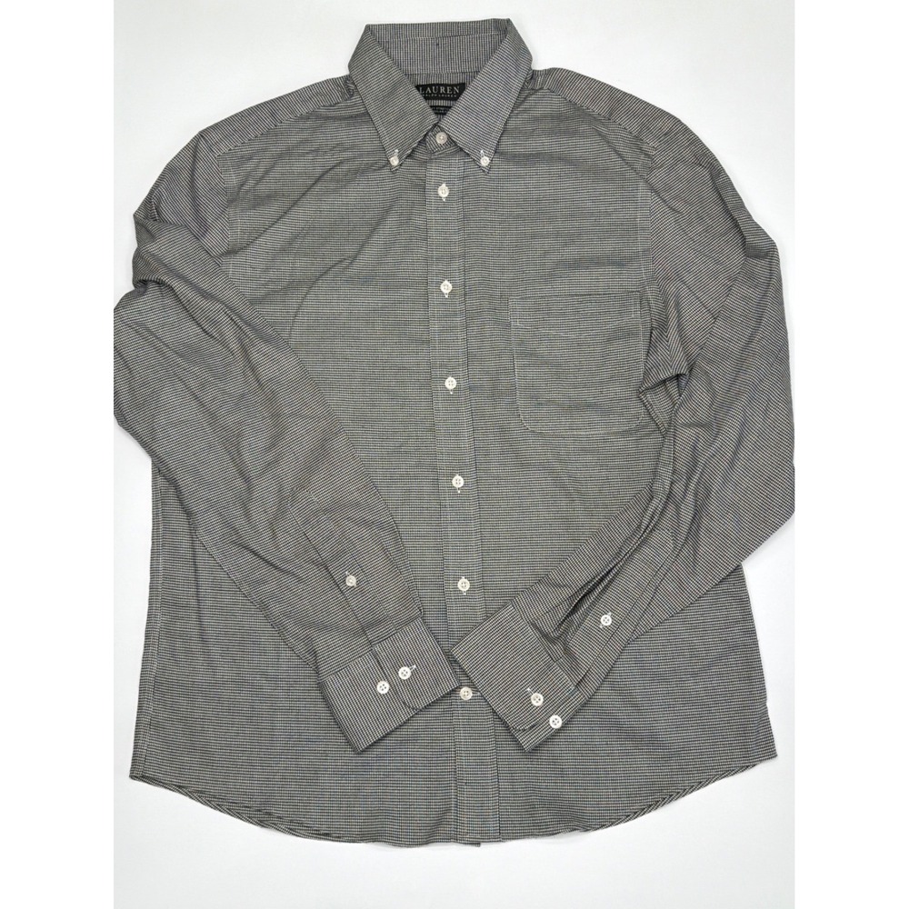Lauren Ralph Lauren Mens Houndstooth Button Down Shirt Black White Regular Fit M